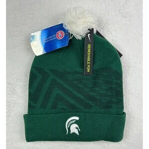 Michigan State Spartans Beanie Nike Cuffed Pom Cap Hat Adult One Size Green Cap
